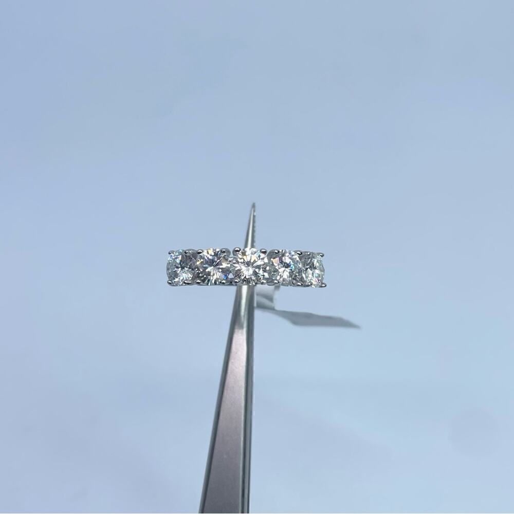 Moissanite Diamond Ring Wedding Band 5 Year Anniversary 5 Stone 1.5 Ct - Picture 7 of 7